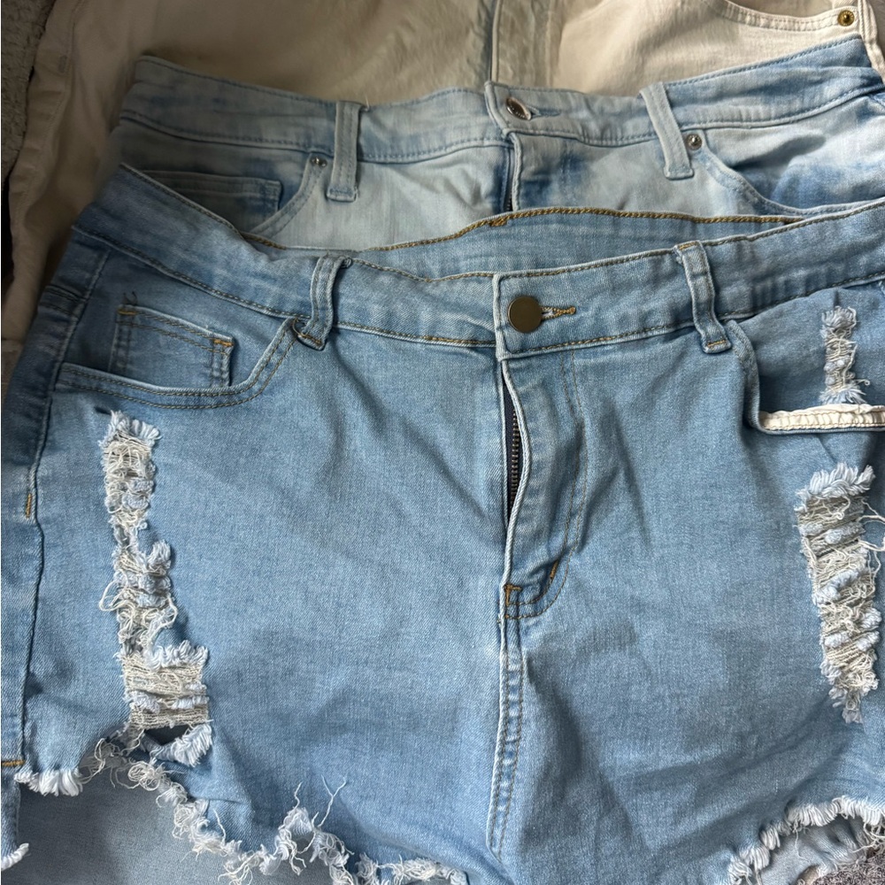 (3) Wild Fable Blue Distressed Jean Shorts